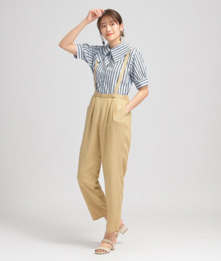 ｓｕｆｆｕｓｅ ｐｌｕｓ 婦人サスペンダー付きワイドパンツ ｍサイズ ベージュ レディース パシオス公式ネットショップ パシオスnet
