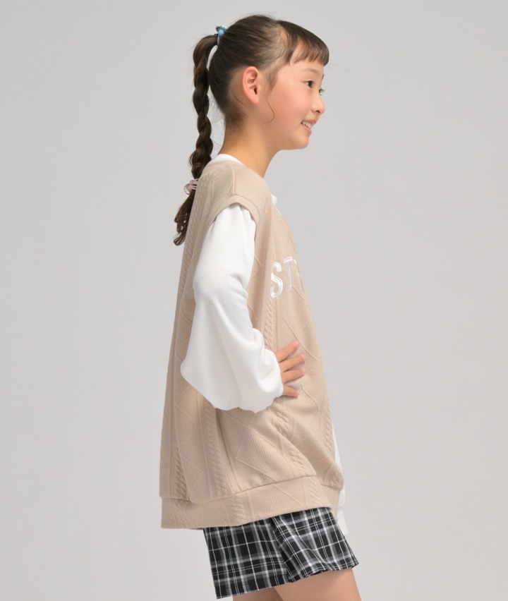 女児トップス＞女児フェイクレイヤードトップス（１４０㎝～）(１４０