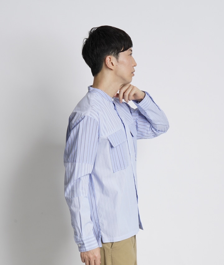 メンズ大きなサイズ 紳士ストライプ切替シャツ ３ｌサイズ ブルー 紳士 パシオス公式ネットショップ Paseos Net