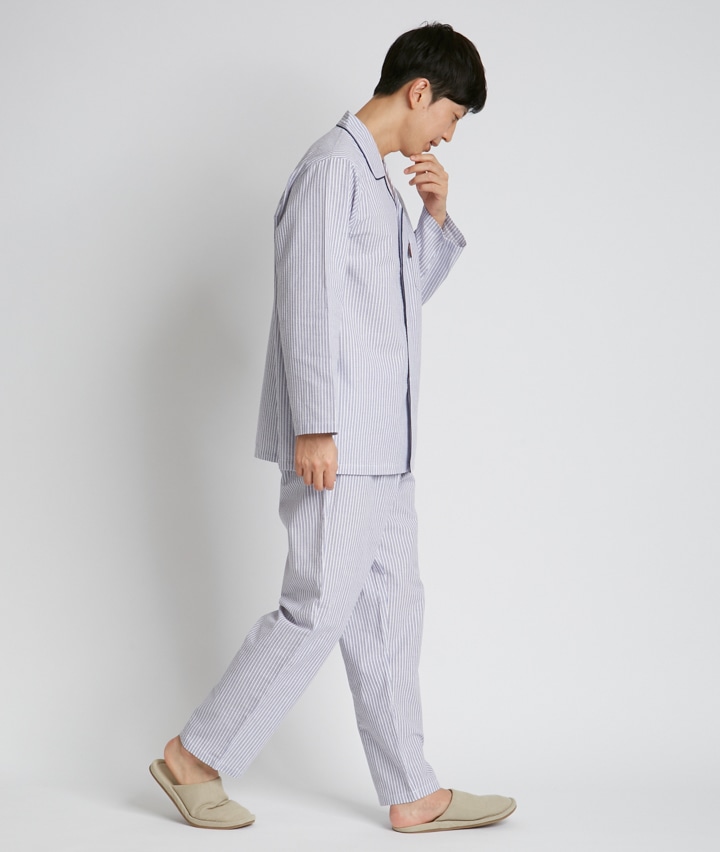 メンズパジャマ ｍａｒｉｅ ｃｌａｉｒｅ ｈｏｍｍｅ 綿１００ 制菌加工 紳士ストライプシャツパジャマ ｍサイズ グリーン 紳士 パシオス公式ネットショップ Paseos Net