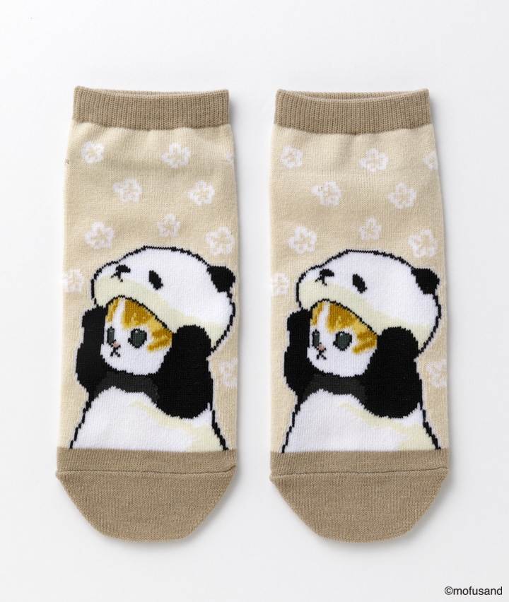 レディースソックス＞＜ｍｏｆｕｓａｎｄ＞＜パンダにゃん柄＞（１足物