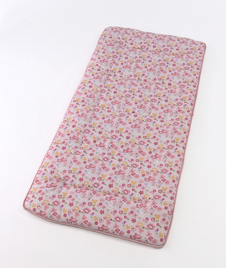 小花柄6折敷布団(100×210㎝ ピンク): 寝具・インテリア