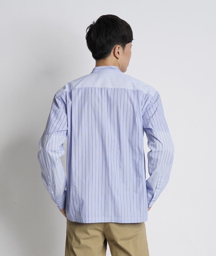 メンズ大きなサイズ 紳士ストライプ切替シャツ ３ｌサイズ ブルー 紳士 パシオス公式ネットショップ Paseos Net