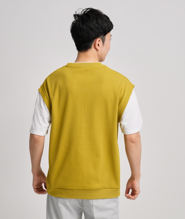 ｓｕｆｆｕｓｅ 紳士ワッフルベストフェイクレイヤードｔシャツ ｍサイズ マスタード メンズ パシオス公式ネットショップ パシオスnet