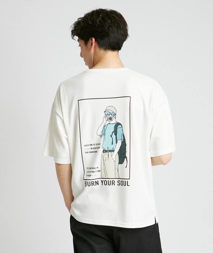 ｓｕｆｆｕｓｅ 紳士ｔｃポンチイラストプリントルーズシルエットｔシャツ ｍサイズ ホワイト 紳士 パシオス公式ネットショップ Paseos Net