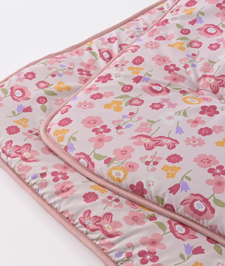小花柄6折敷布団(100×210㎝ ピンク): 寝具・インテリア