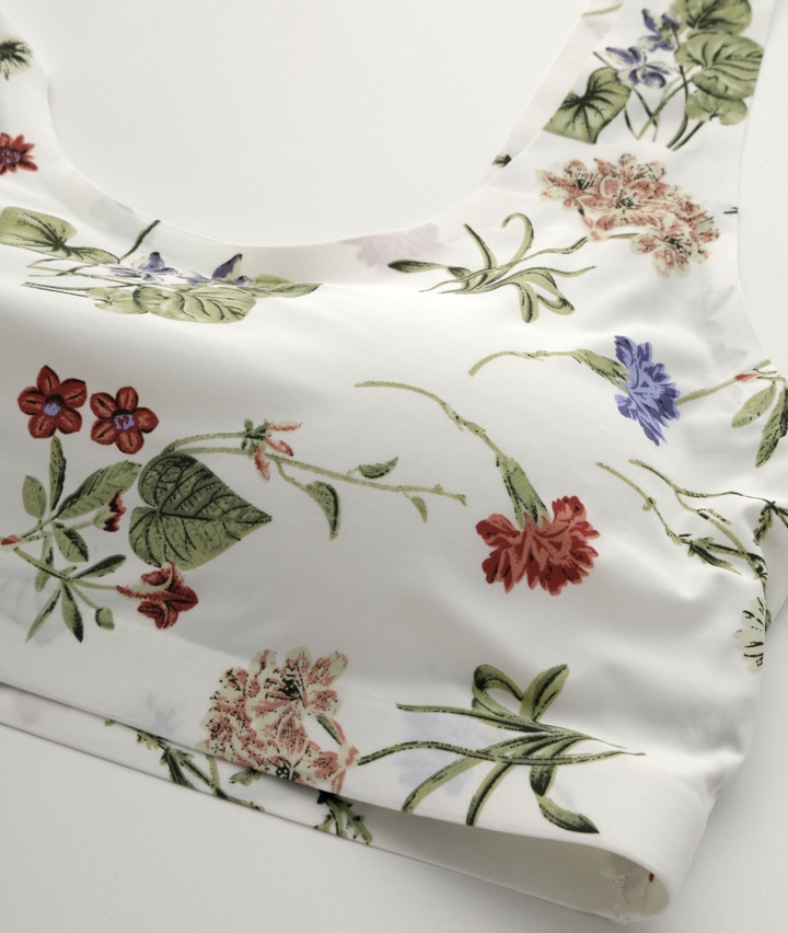 レディスインナー 無縫製 婦人花プリントノンワイヤーブラジャー ショーツセット ｍサイズ クリーム 婦人 パシオス公式ネットショップ Paseos Net