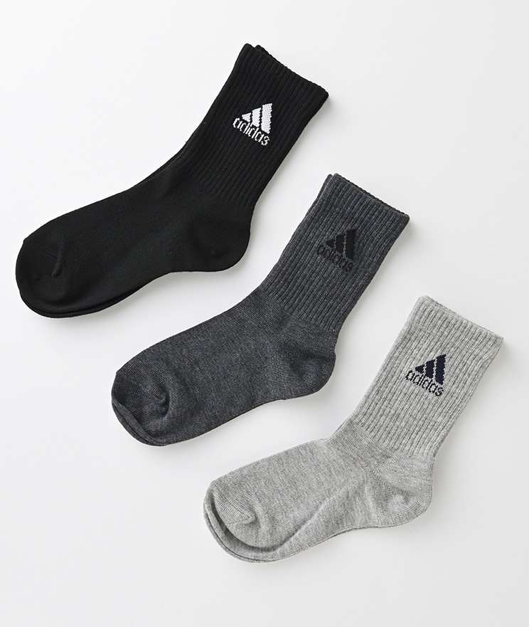 ａｄｉｄａｓ】（３足組）お子様クルーソックス(２１－２３