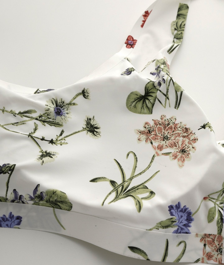 レディスインナー 無縫製 婦人花プリントノンワイヤーブラジャー ショーツセット ｍサイズ クリーム 婦人 パシオス公式ネットショップ Paseos Net