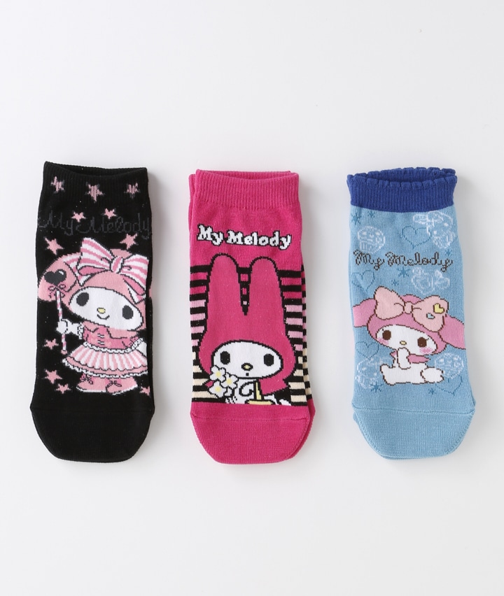 レディースソックス サンリオ マイメロディ 3足組 婦人スニーカーソックス ２３ ２５ アソート1 婦人 パシオス公式ネットショップ パシオスnet