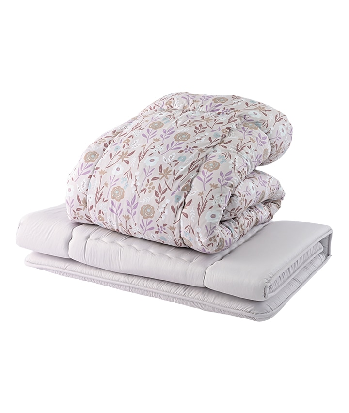 高級布団5点セット【ベージュ フラワーパターン、アンテイーク