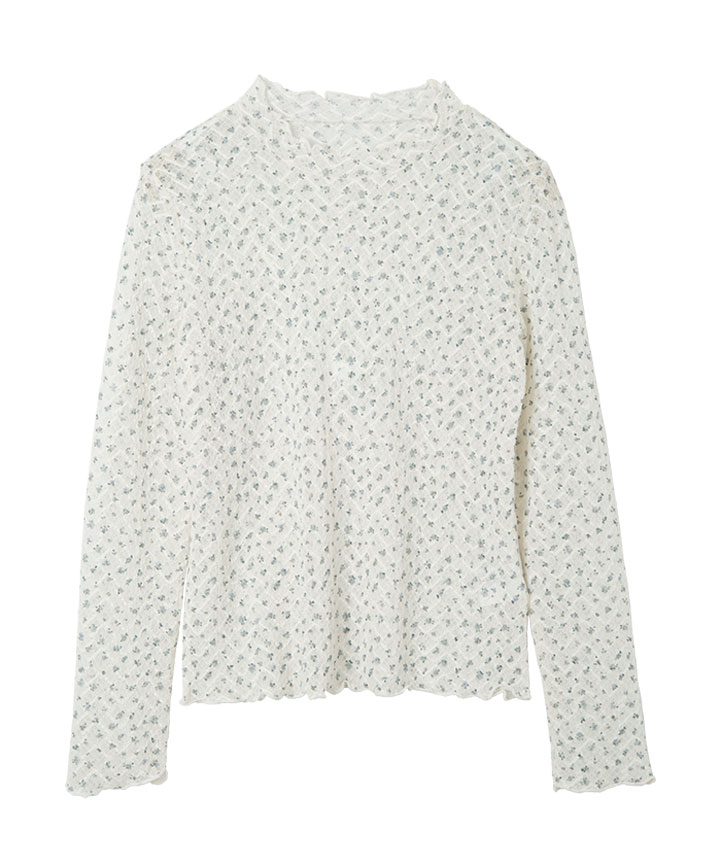 小花柄シアートップス