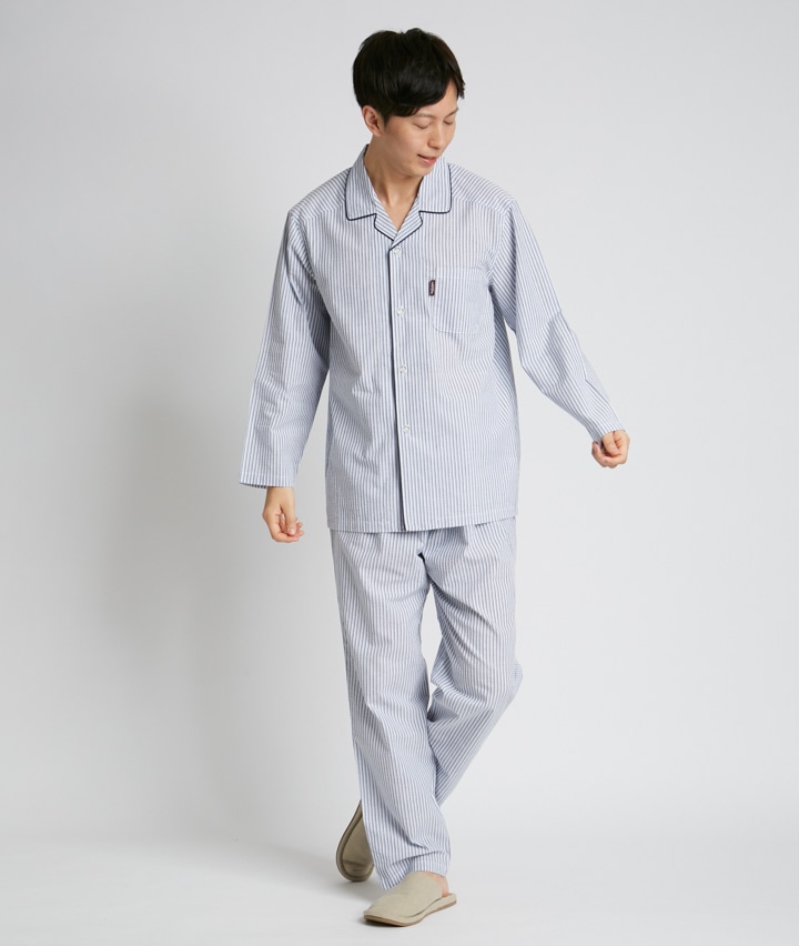 メンズパジャマ ｍａｒｉｅ ｃｌａｉｒｅ ｈｏｍｍｅ 綿１００ 制菌加工 紳士ストライプシャツパジャマ ｍサイズ グリーン 紳士 パシオス公式ネットショップ Paseos Net