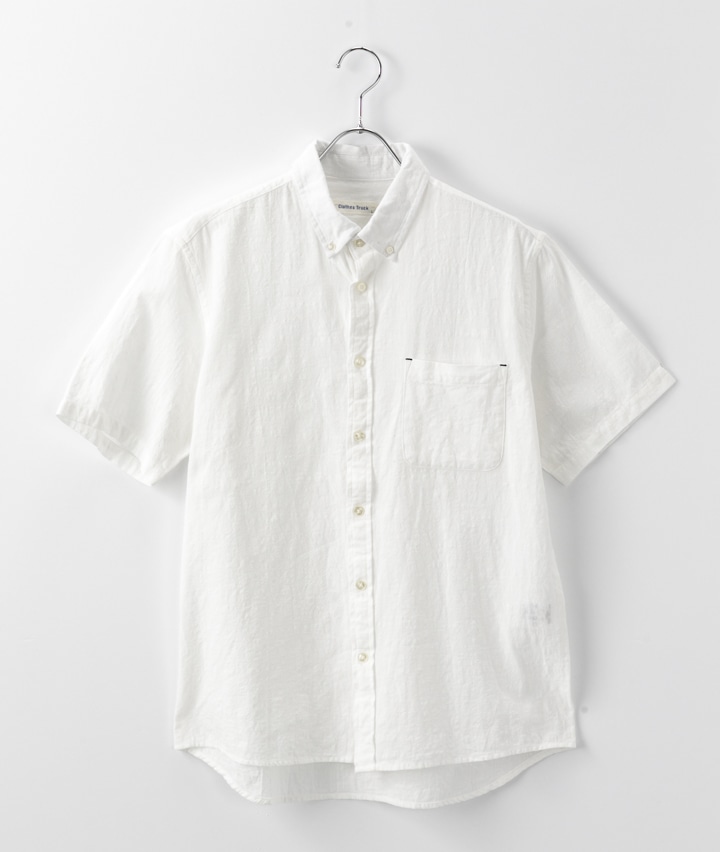 アダルトカジュアル 紳士半袖麻混無地ボタンダウンシャツ ｍサイズ ホワイト 紳士 パシオス公式ネットショップ Paseos Net