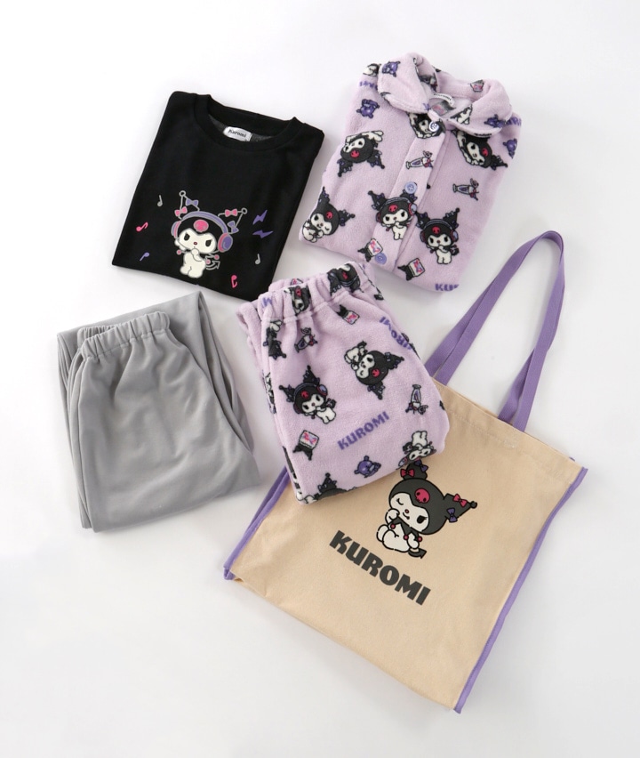 クロミ ポーチ＆バッグ5点セット+ 真夜中のメロクロクロミ ふわふわパジャマ M キャラクターグッズ