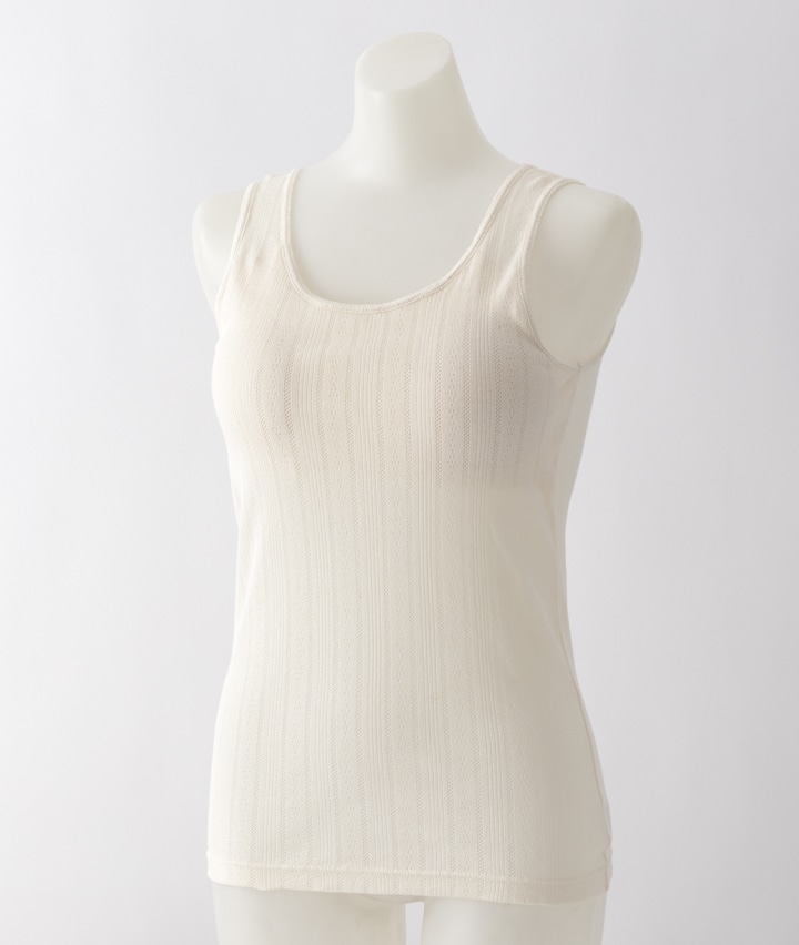 レディスインナー 綿１００ ラベンダー加工 パット入り 婦人パターンメッシュタンクトップ ｍサイズ ベージュ レディース パシオス公式ネットショップ パシオスnet