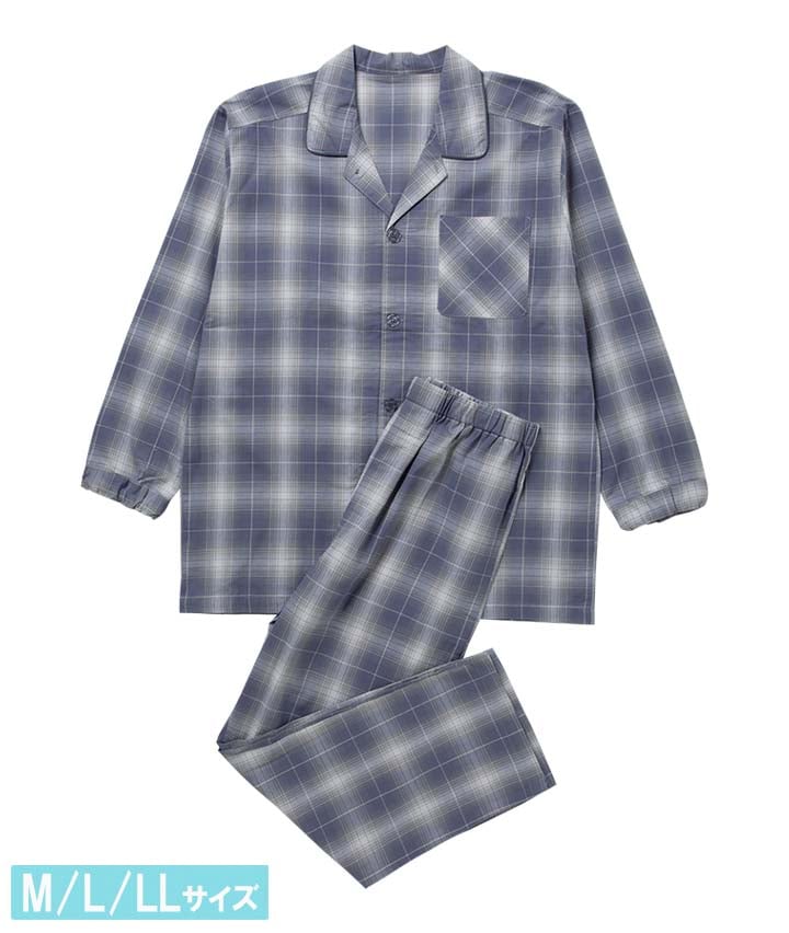 70s Delfina パジャマシャツ オンブレチェックXL こだわりパジャマ オンブレーチェック(Mサイズ グレー): メンズ