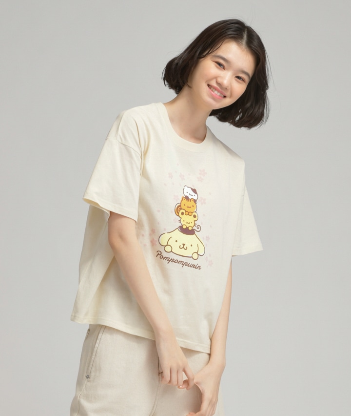 サンリオキャラクターズ ポムポムプリン 今風カジュアル 婦人和柄tシャツ ｍサイズ クリーム レディース パシオス公式ネットショップ パシオスnet