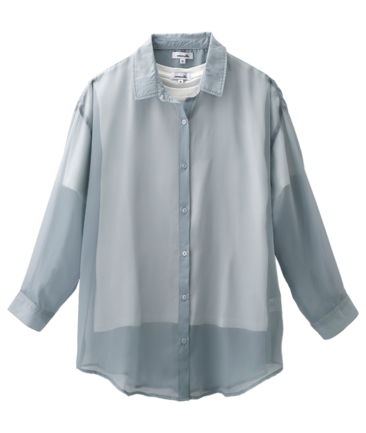 シアーシャツ＋Tシャツセット(LLサイズ ブルー): レディース