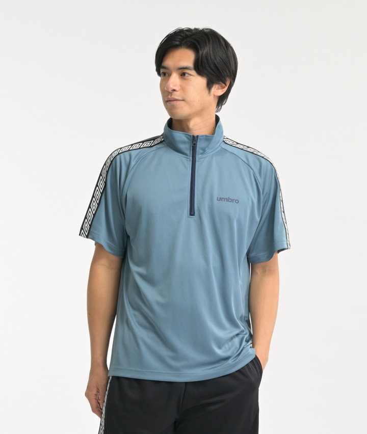 umbro】ハーフジップシャツ(Mサイズ ブルーグレー