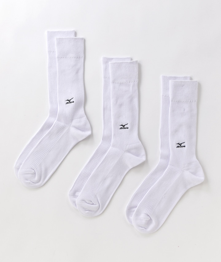 MIZUNO】（3足組）リブクルー丈ソックス(24～26