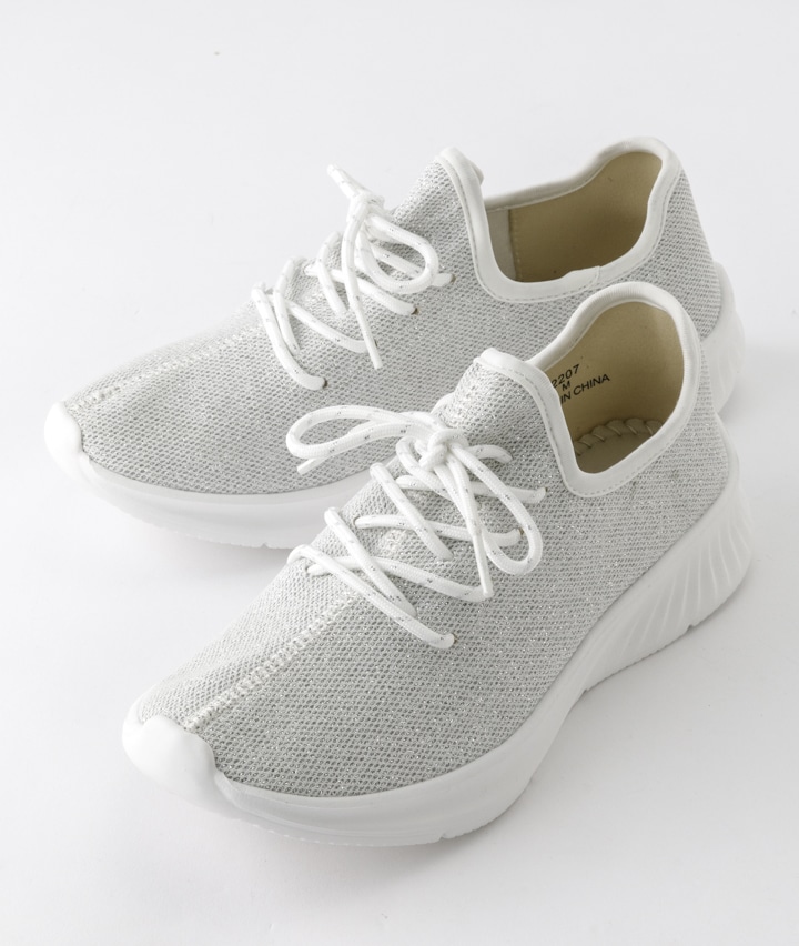 レディースシューズ 婦人ラメメッシュスニーカー ｍサイズ ホワイト レディース パシオス公式ネットショップ パシオスnet