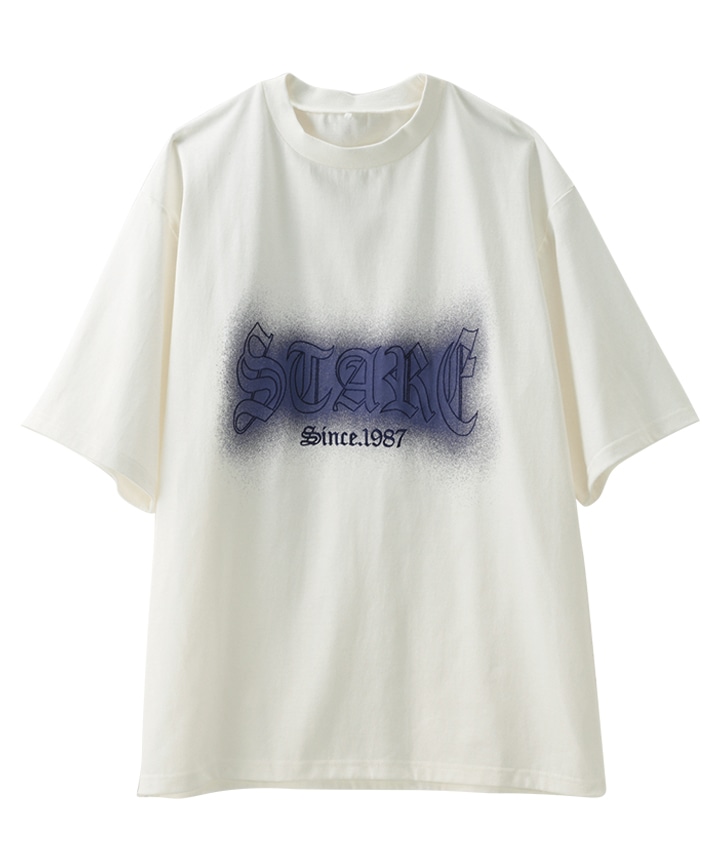スプレー風プリントTシャツ(Mサイズ ホワイト): メンズ