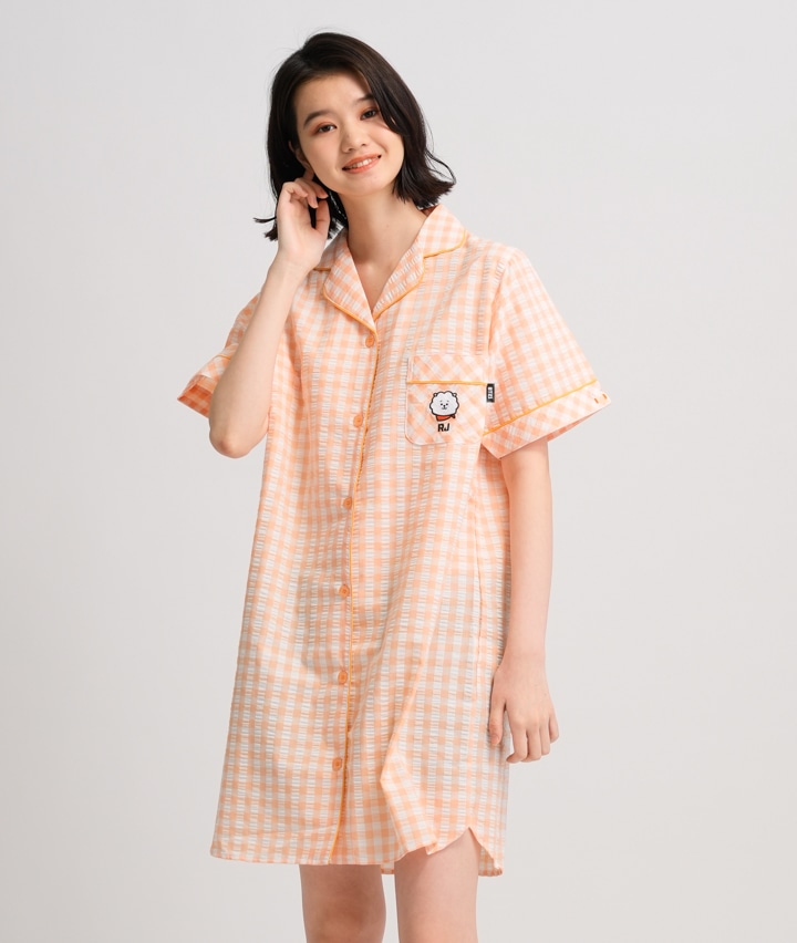 ｂｔ２１ ｒｊ サッカー素材ギンガム格子ワンピース ｍサイズ オレンジ レディース パシオス公式ネットショップ パシオスnet