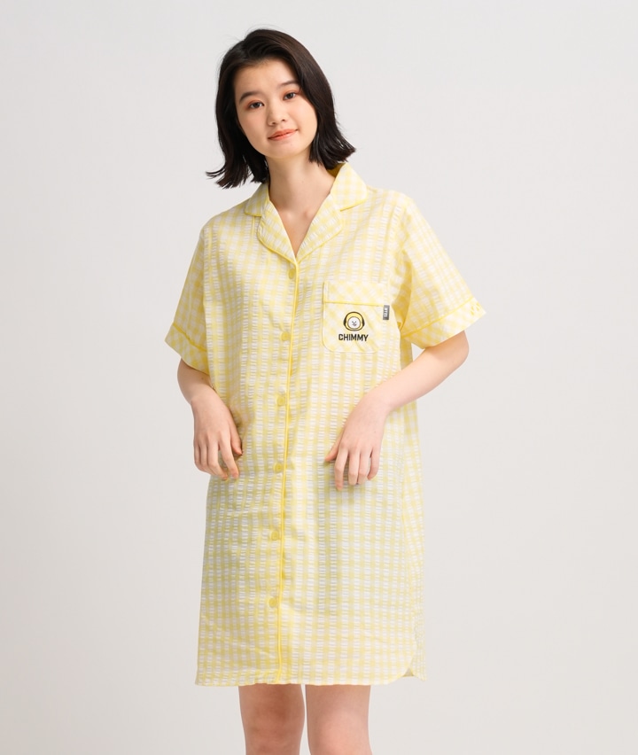 ｂｔ２１ ｃｈｉｍｍｙ サッカー素材ギンガム格子ワンピース ｍサイズ イエロー レディース パシオス公式ネットショップ パシオスnet