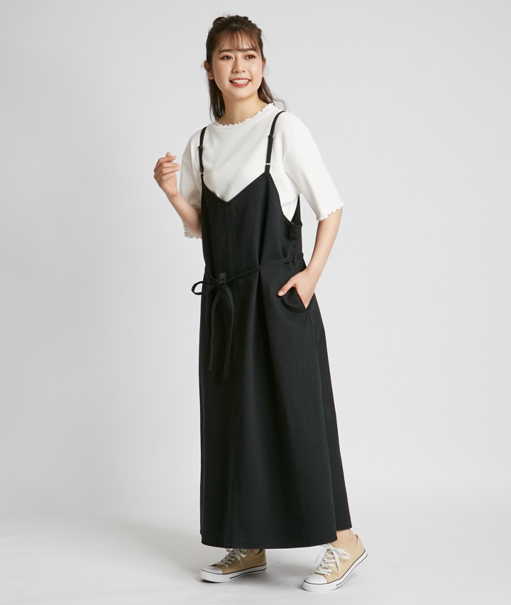 レディース大きなサイズ 婦人ジャンパースカートワンピース ３ｌサイズ ブラック 婦人 パシオス公式ネットショップ Paseos Net