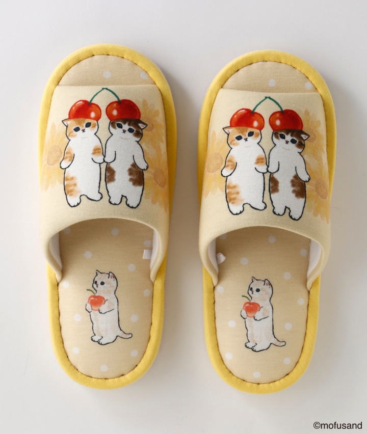 mofusand】もぎたてにゃんスリッパ(Mサイズ イエロー): 寝具・インテリア|パシオスNet 公式通販 スリッパ