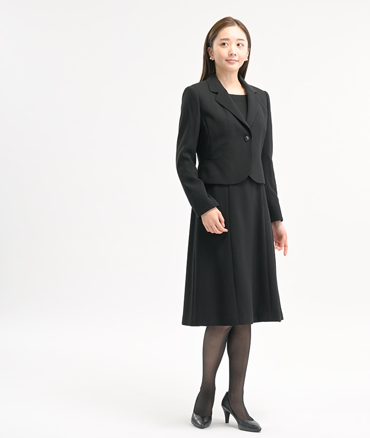 予約商品）テーラージャケット前開きアンサンブルブラック