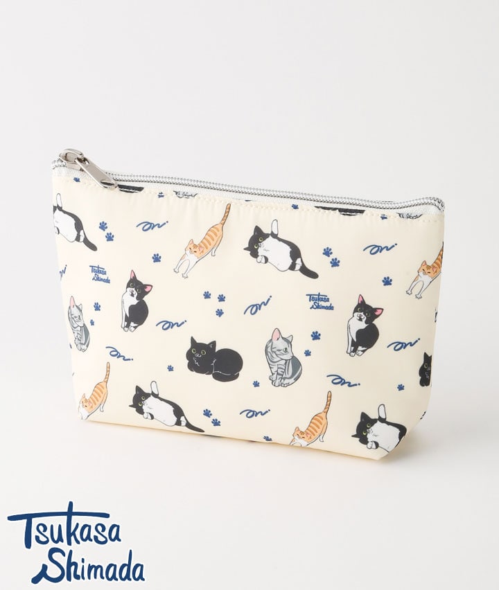 布バスケットセット　プリーツポーチ　猫柄　ハンドメイド　レア生地　ポーチ car-pouch01_3.jpg