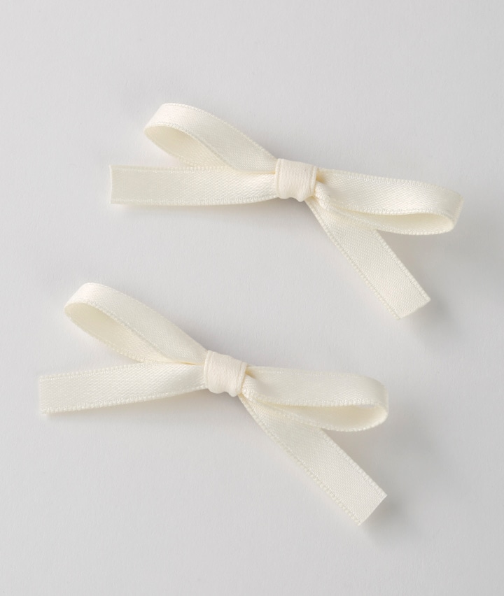 リボンクリップ2Pセット(約10㎝ ホワイト): レディース