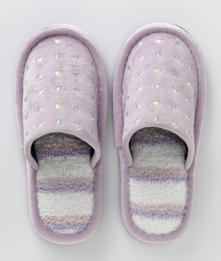 スリッパ ハートドット ｍサイズ パープル リビング パシオス公式ネットショップ パシオスnet