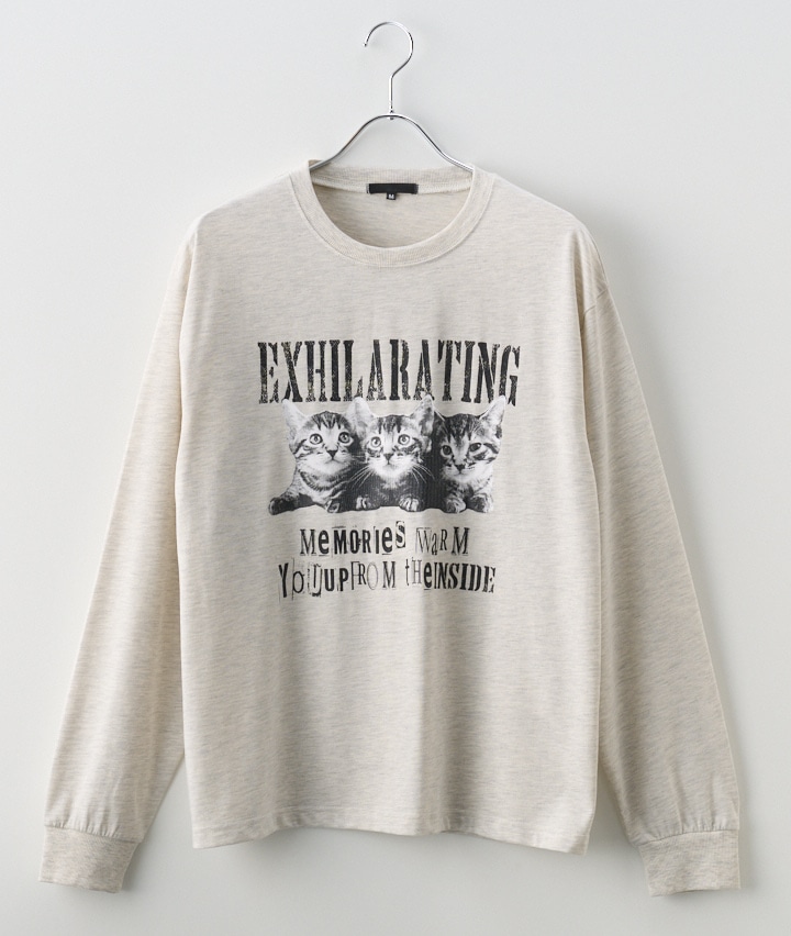 猫プリントTシャツ(Sサイズ オートミール): メンズ｜パシオス