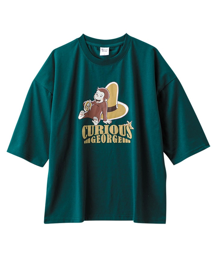 おさるのジョージ】7分袖Tシャツ(Mサイズ グリーン