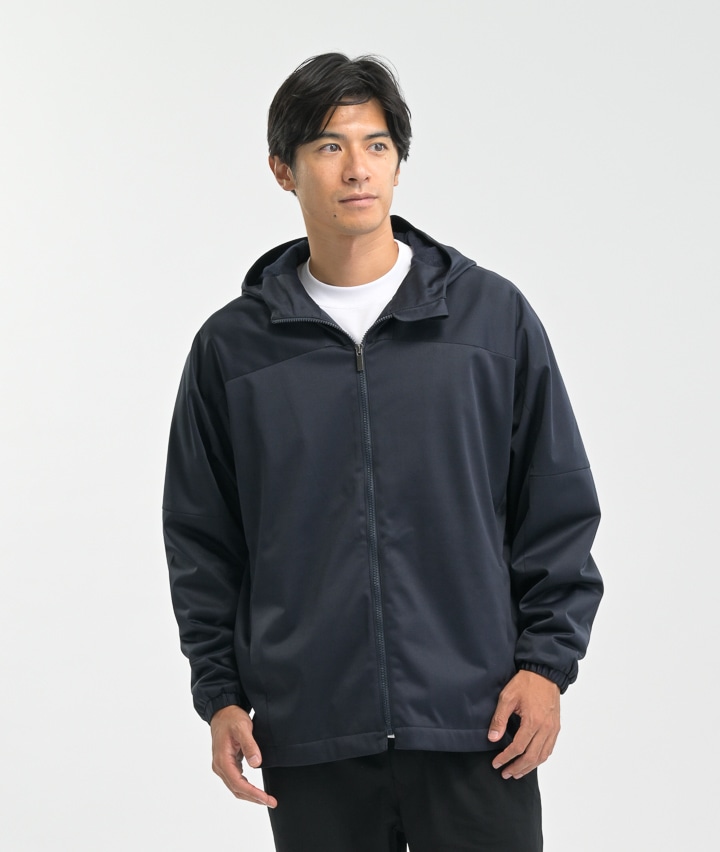 美品【アンパスィ】ブルゾン 防風素材裏地付き ネイビー Mサイズ 公式・アウトレット】UVケア ドットメッシュ ブルゾン