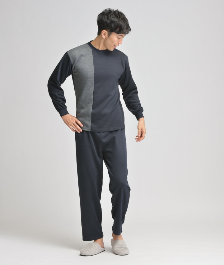 メンズパジャマ 紳士ボーダースウェットパジャマ ｍサイズ ネービー メンズ パシオス公式ネットショップ パシオスnet