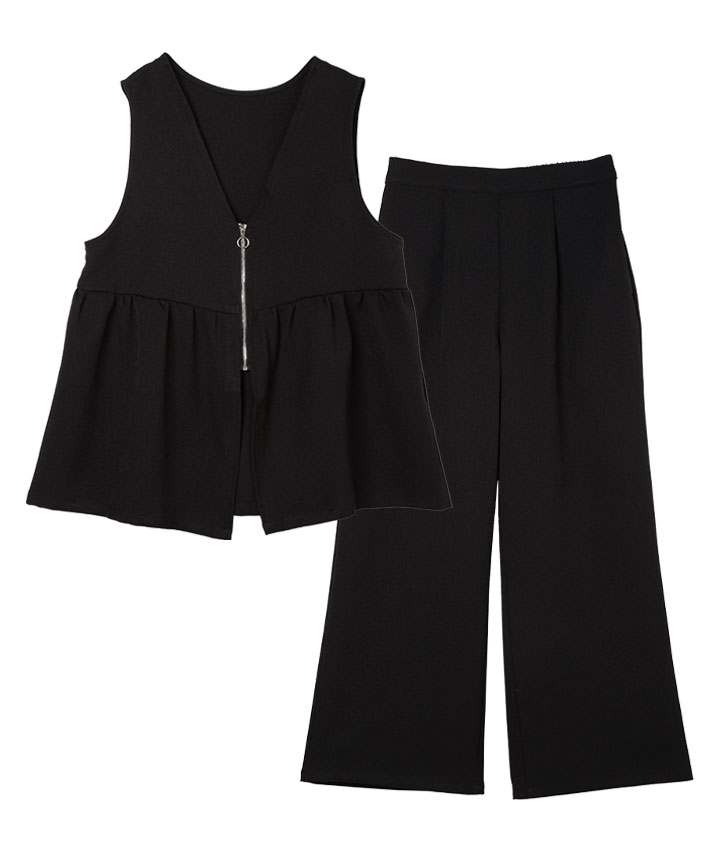 【美品】M 85cm +J 20AW ブラック セットアップ ツイル起毛ジレセットアップ(Mサイズ ブラック): レディース