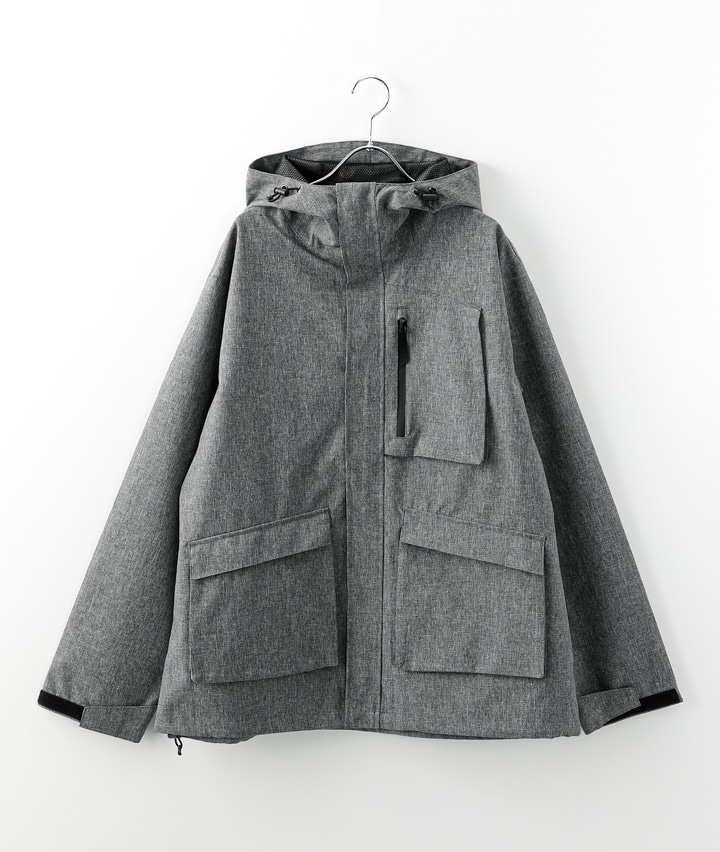 撥水マウンテンパーカー(Mサイズ グレーモク): メンズ