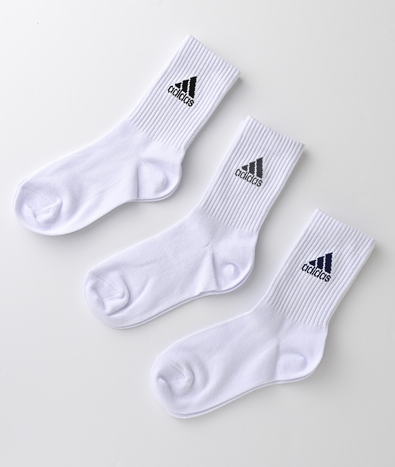 ａｄｉｄａｓ】（３足組）お子様クルーソックス(２１－２３㎝ アソート