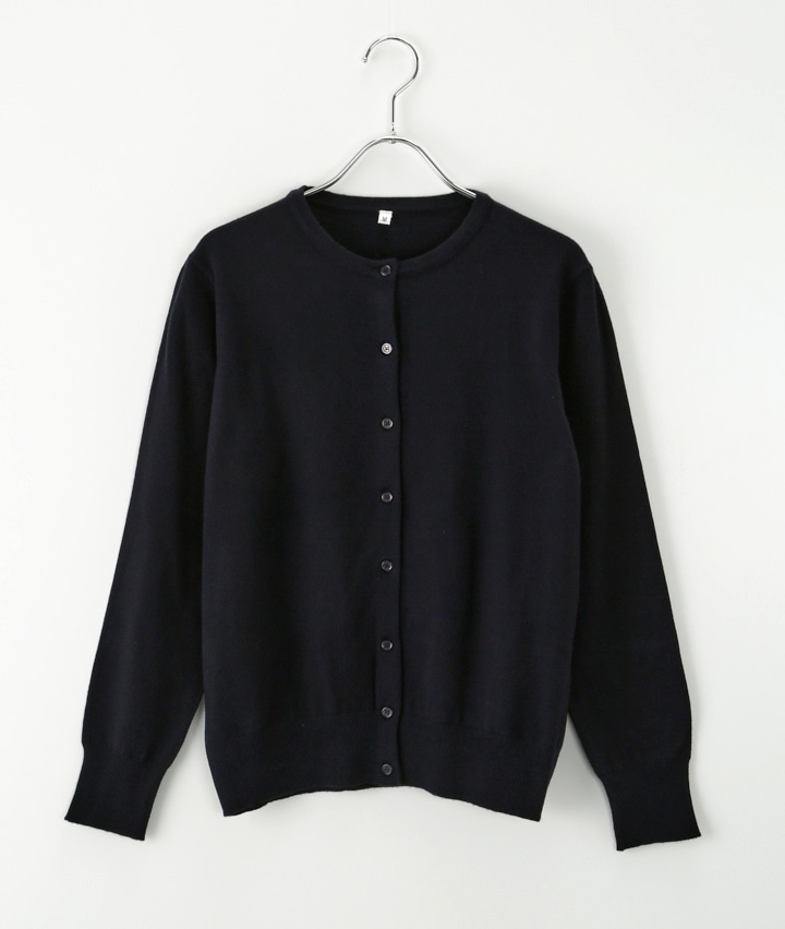 長袖クルーネックカーディガン(Mサイズ グレー): レディース