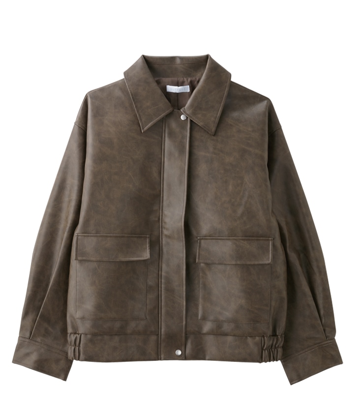 epine レザージャケット ブラウン フェイクレザージャケット(M