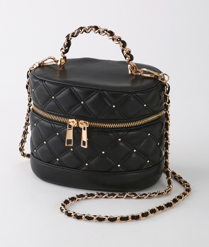 チェーンハンドルバニティバッグ(15×18×12㎝ ブラック