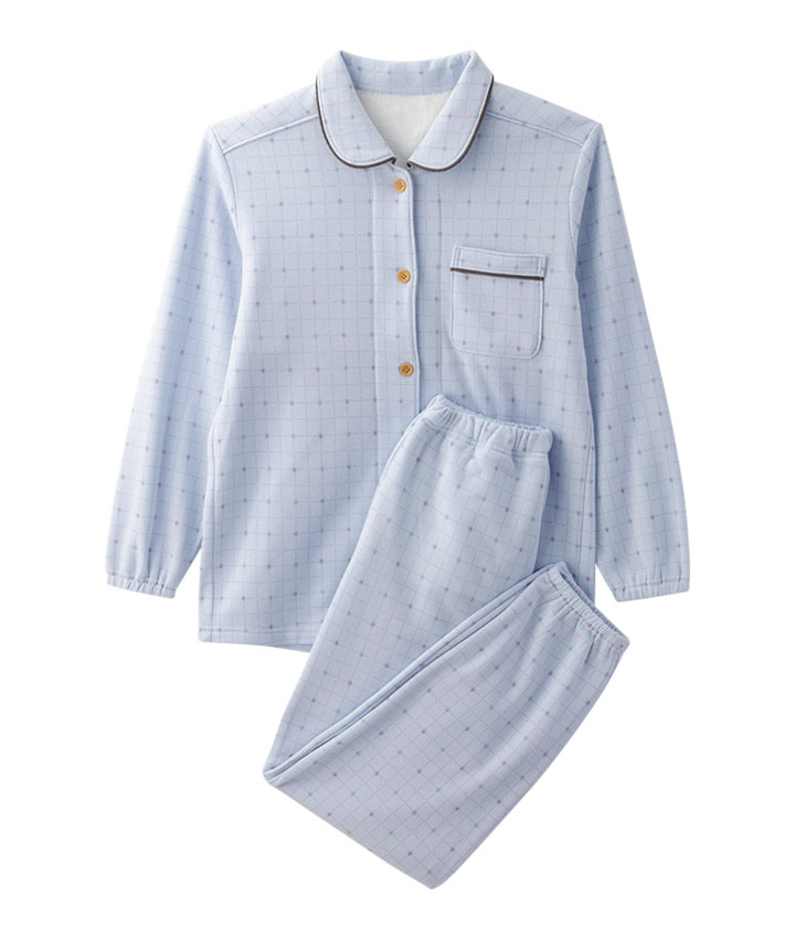 大きいサイズ）温活裏起毛格子シャツパジャマ(3Lサイズ