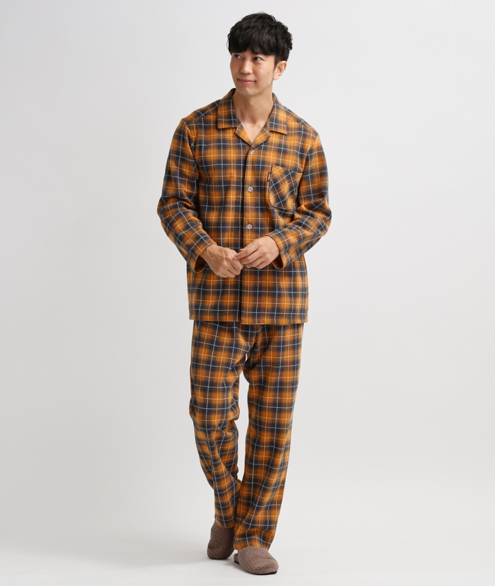 メンズパジャマ ｍａｒｉｅ ｃｌａｉｒｅ ｈｏｍｍｅ 紳士チェック柄シャツパジャマ ｍサイズ オレンジ メンズ パシオス公式ネットショップ パシオスnet