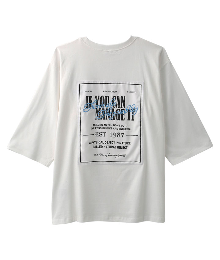 バックワッペン七分袖Ｔシャツ
