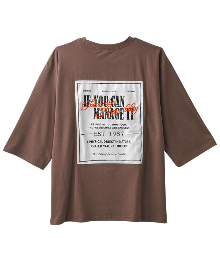 バックワッペン七分袖Ｔシャツ