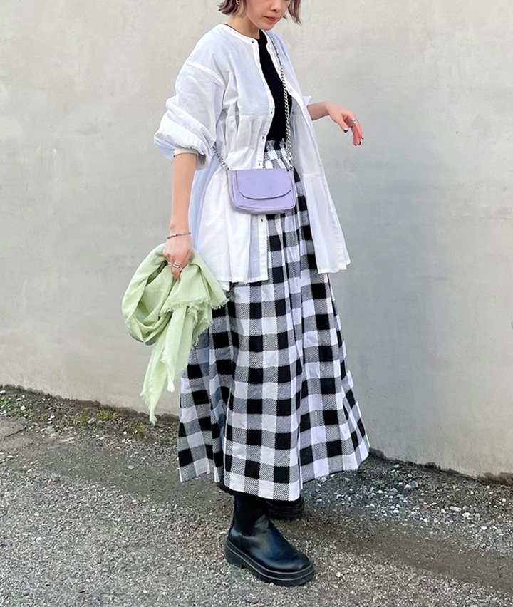 ｓｕｆｆｕｓｅ ｐｌｕｓ 婦人チェックロングスカート ｍサイズ ブラック レディース パシオス公式ネットショップ パシオスnet